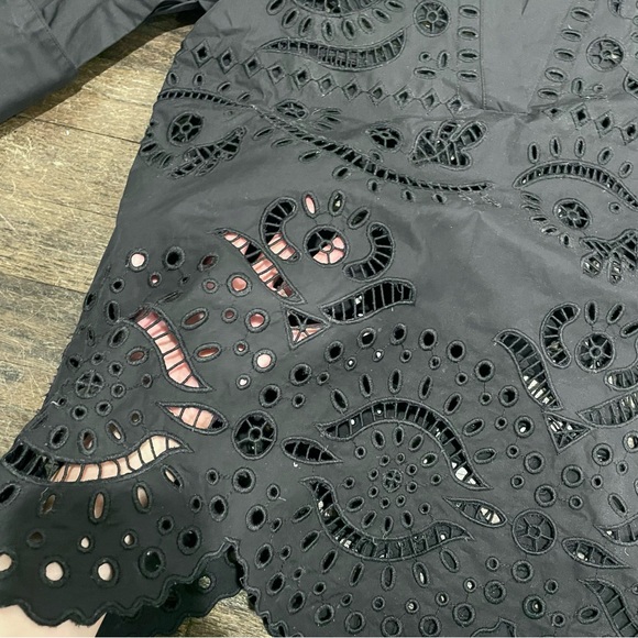 Sz XS Zara ZW Collection oversized embroidered black poplin shirt tunic - Picture 2 of 8